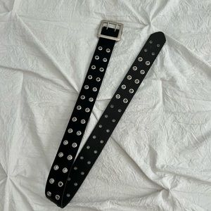 Black Belt with Silver Buckle and Eyelets